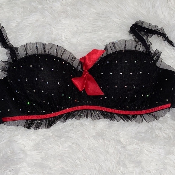 Fredericks of Hollywood tulle & rhinestone bra - Picture 6 of 9